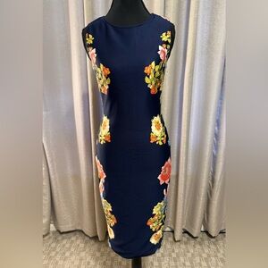 New York & Company Navy Floral Midi Dress